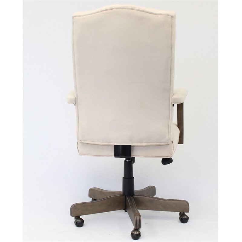 Pemberly Row Tufted Swivel Executive Office Chair in Champagne