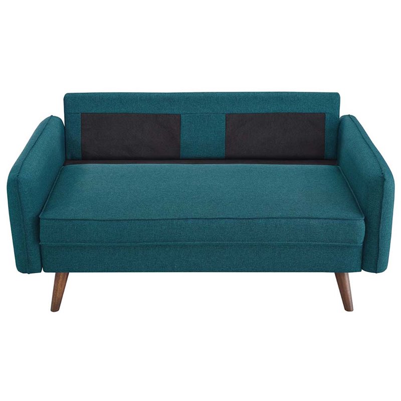 Pemberly Row Modern Fabric Upholstered Loveseat in Walnut/Teal