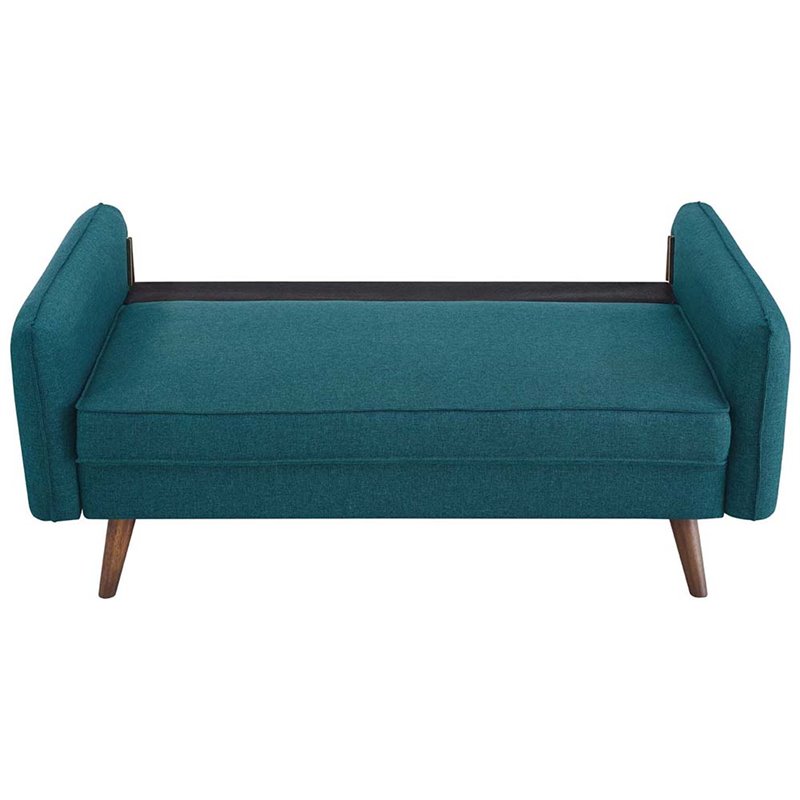 Pemberly Row Modern Fabric Upholstered Loveseat in Walnut/Teal