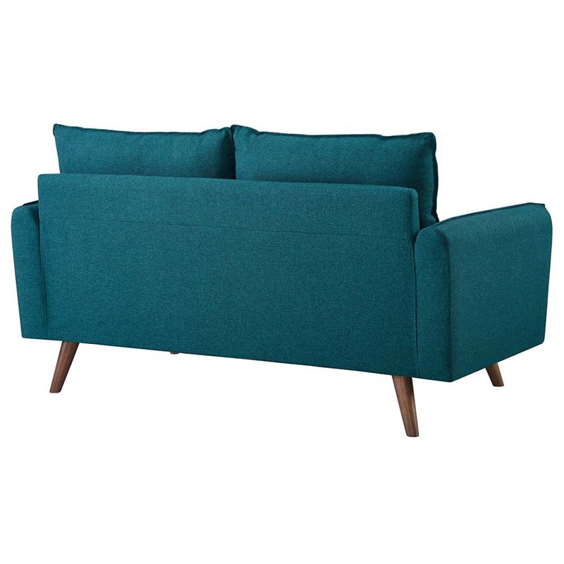 Pemberly Row Modern Fabric Upholstered Loveseat in Walnut/Teal