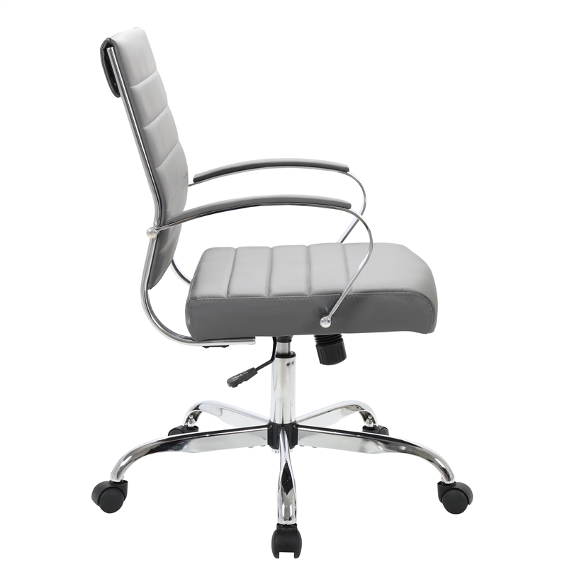 Pemberly Row Modern Leatherette Executive Swivel Office Chair in Gray