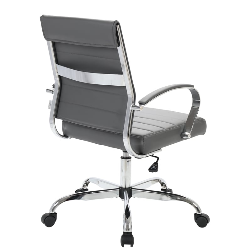Pemberly Row Modern Leatherette Executive Swivel Office Chair in Gray