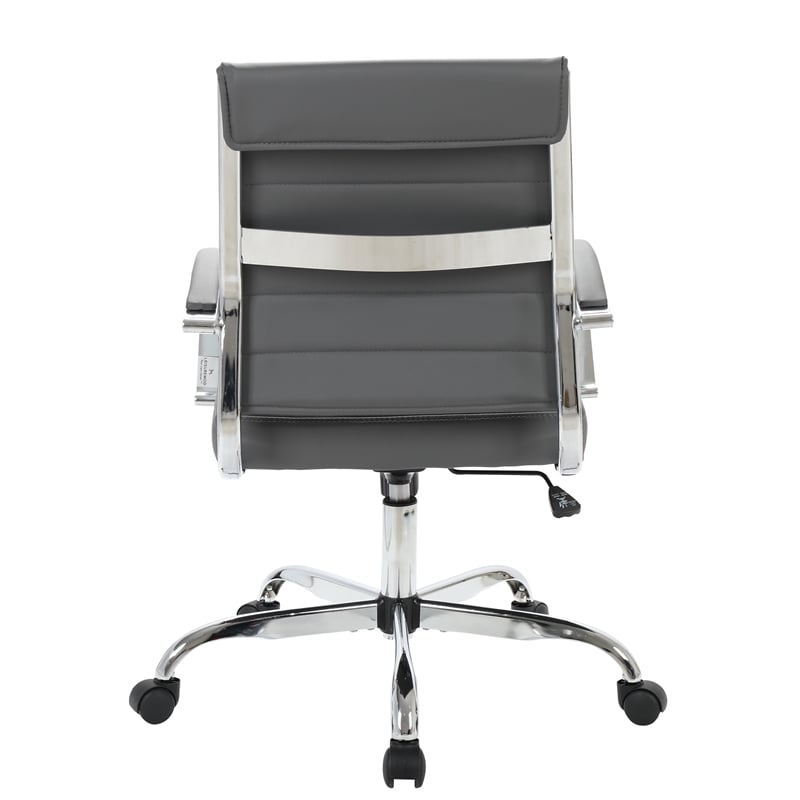 Pemberly Row Modern Leatherette Executive Swivel Office Chair in Gray