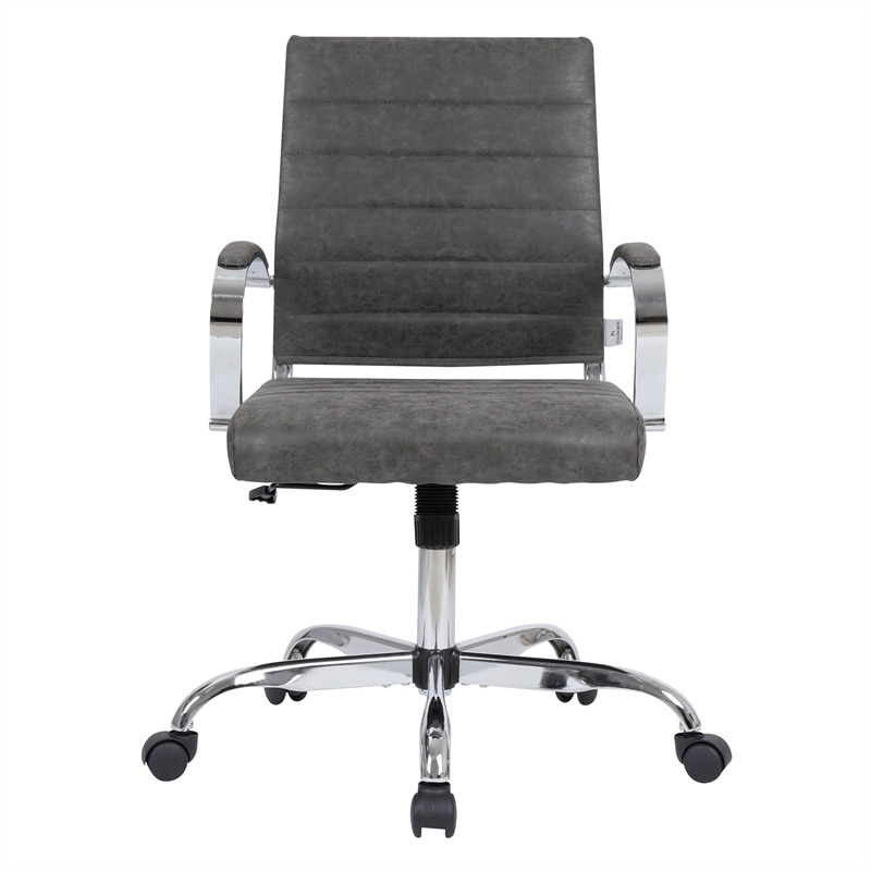 Pemberly Row Modern Adjustable Leather Office Chair in Charcoal