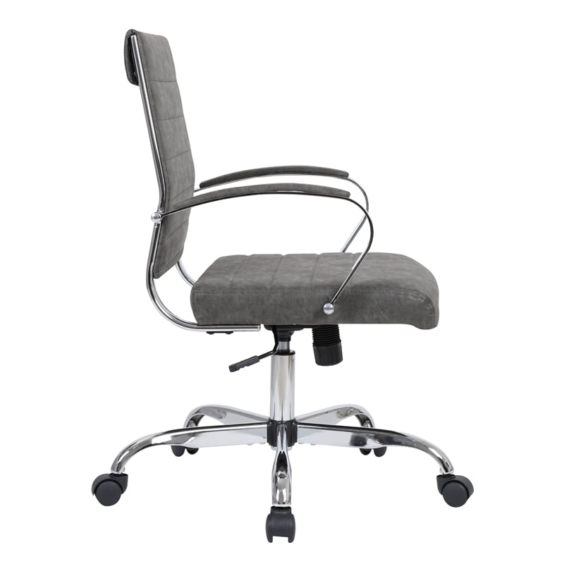 Pemberly Row Modern Adjustable Leather Office Chair in Charcoal