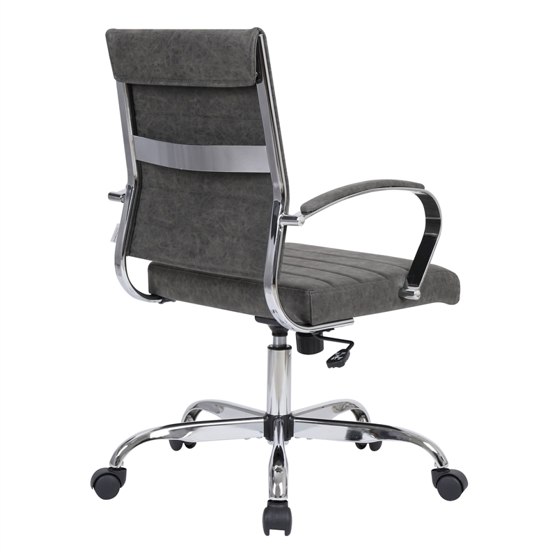 Pemberly Row Modern Adjustable Leather Office Chair in Charcoal