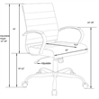 Pemberly Row Modern Adjustable Leather Office Chair in Charcoal
