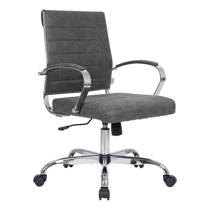 Pemberly Row Modern Adjustable Leather Office Chair in Charcoal