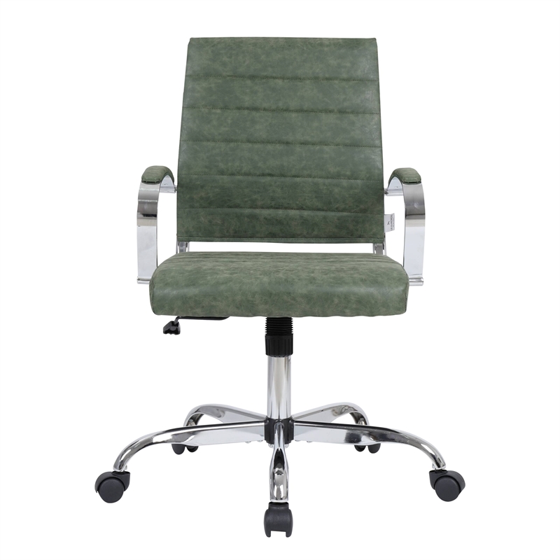 Pemberly Row Modern Adjustable Leather Office Chair in Green