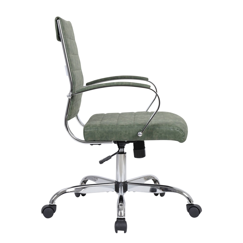 Pemberly Row Modern Adjustable Leather Office Chair in Green