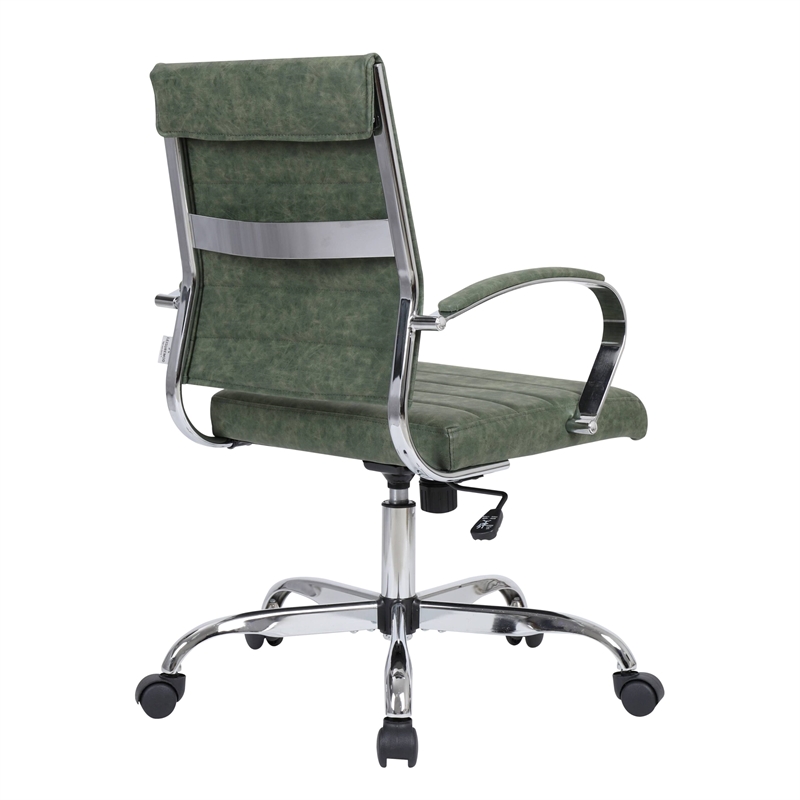 Pemberly Row Modern Adjustable Leather Office Chair in Green