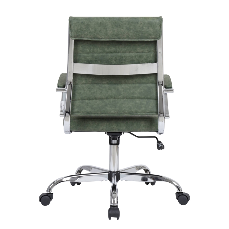 Pemberly Row Modern Adjustable Leather Office Chair in Green