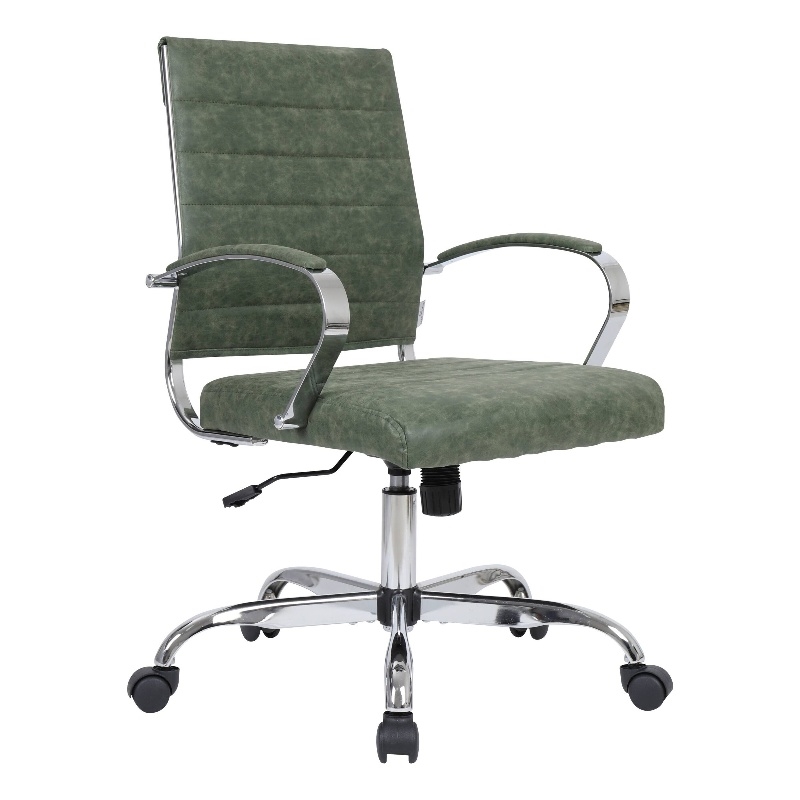 Pemberly Row Modern Adjustable Leather Office Chair in Green