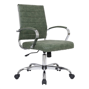 Pemberly Row Modern Adjustable Leather Office Chair in Green