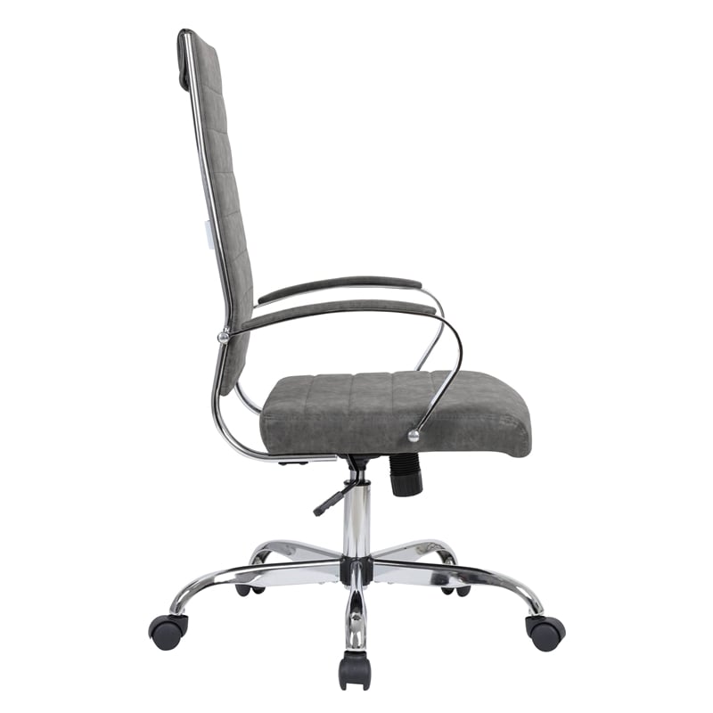 Pemberly Row High-Back Mid-Century Modern Leather Office Chair in Charcoal