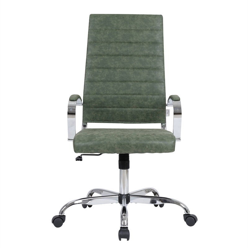 Pemberly Row High-Back Mid-Century Modern Leather Office Chair in Green