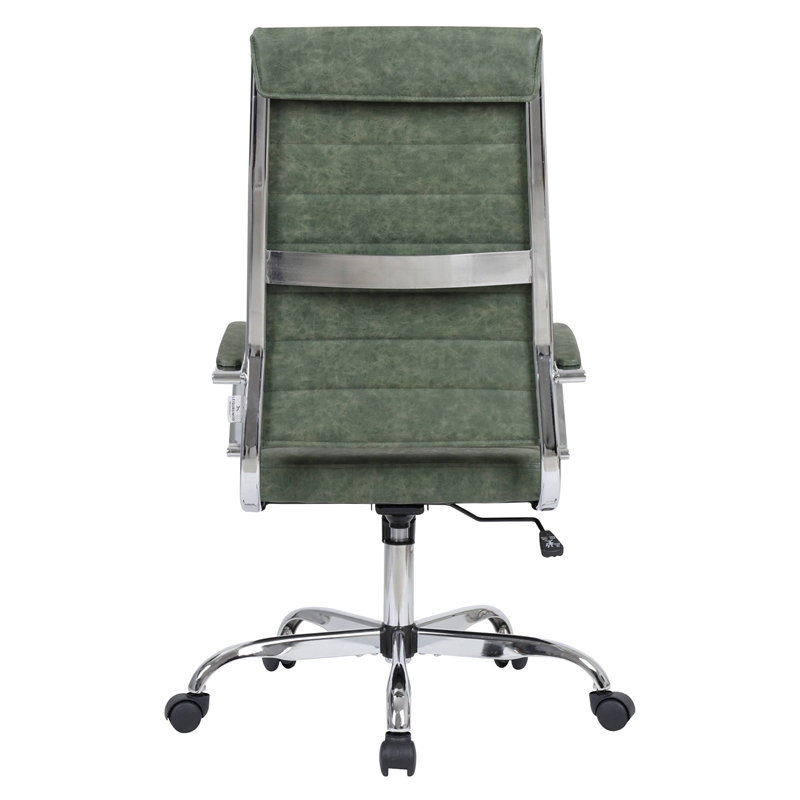 Pemberly Row High-Back Mid-Century Modern Leather Office Chair in Green