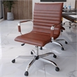 Pemberly Row Adjustable Swivel Leather Task Office Chair Dark Brown