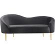 Pemberly Row Contemporary Velvet Upholstered Loveseat in Gray/Gold Legs