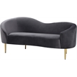 Pemberly Row Contemporary Velvet Upholstered Loveseat in Gray/Gold Legs