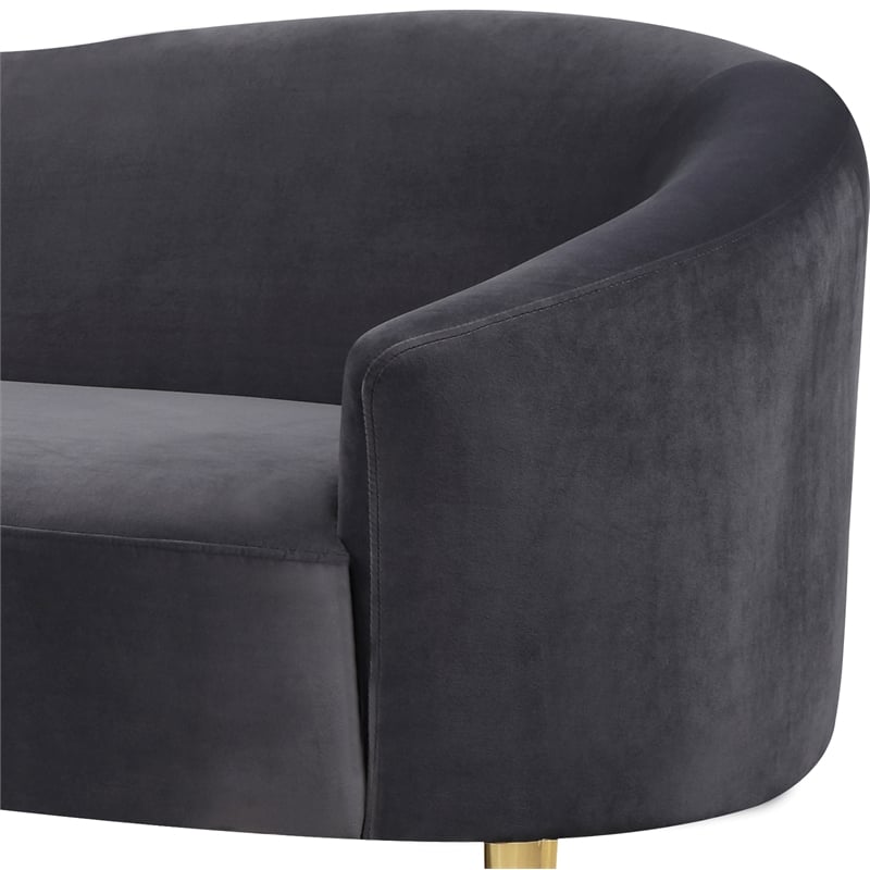 Pemberly Row Contemporary Velvet Upholstered Loveseat in Gray/Gold Legs
