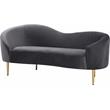 Pemberly Row Contemporary Velvet Upholstered Loveseat in Gray/Gold Legs