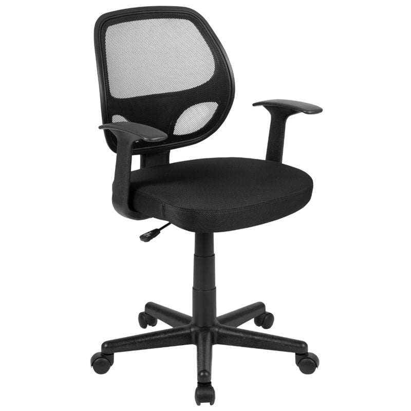 Pemberly Row Mid Back Mesh Back Office Swivel Chair in Black