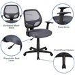 Pemberly Row Contemporary Mid Back Mesh Back Office Swivel Chair in Gray