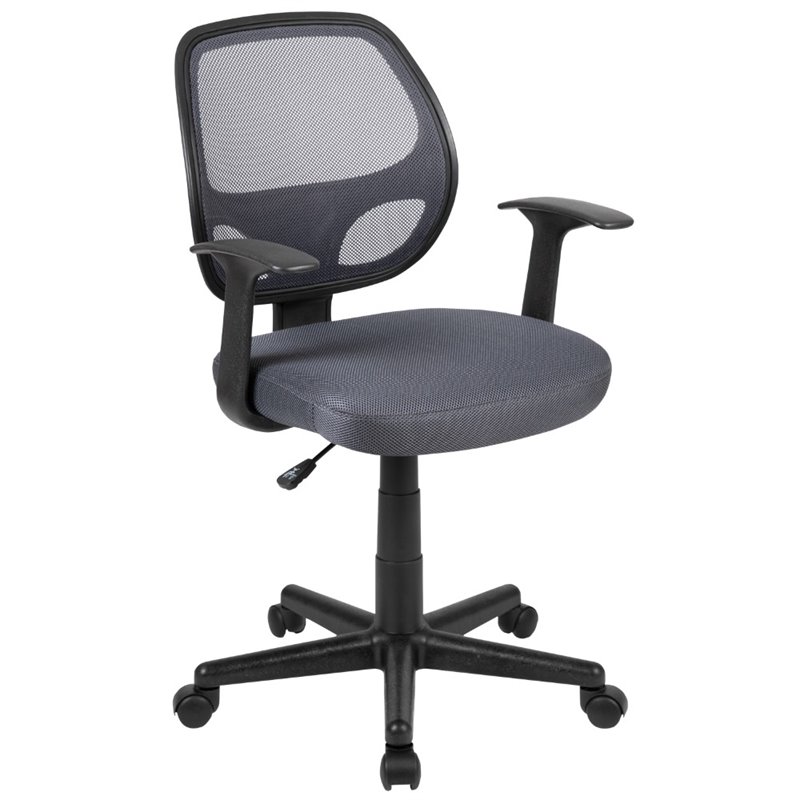 Pemberly Row Contemporary Mid Back Mesh Back Office Swivel Chair in Gray