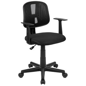Pemberly Row Contemporary Pivot Mesh Back Office Swivel Chair in Black