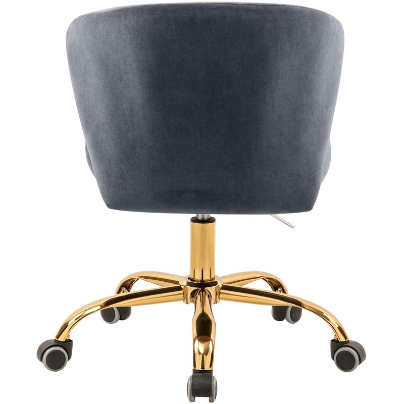 Pemberly Row Swivel Adjustable Gray Velvet and Gold Office Chair