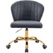 Pemberly Row Swivel Adjustable Gray Velvet and Gold Office Chair