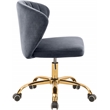Pemberly Row Swivel Adjustable Gray Velvet and Gold Office Chair