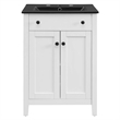 Pemberly Row Modern Wood/Ceramic Bathroom Vanity in White/Black