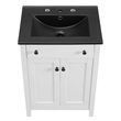 Pemberly Row Modern Wood/Ceramic Bathroom Vanity in White/Black