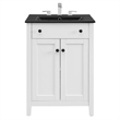 Pemberly Row Modern Wood/Ceramic Bathroom Vanity in White/Black