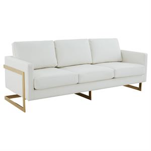 Pemberly Row Contemporary 83&quot Upholstered Leather Sofa in White