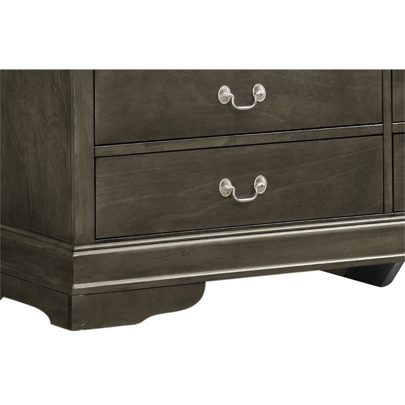 Pemberly Row Engineered Wood Traditional 6 Drawer Dresser in Gray