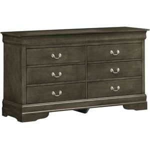 Pemberly Row Engineered Wood Traditional 6 Drawer Dresser in Gray