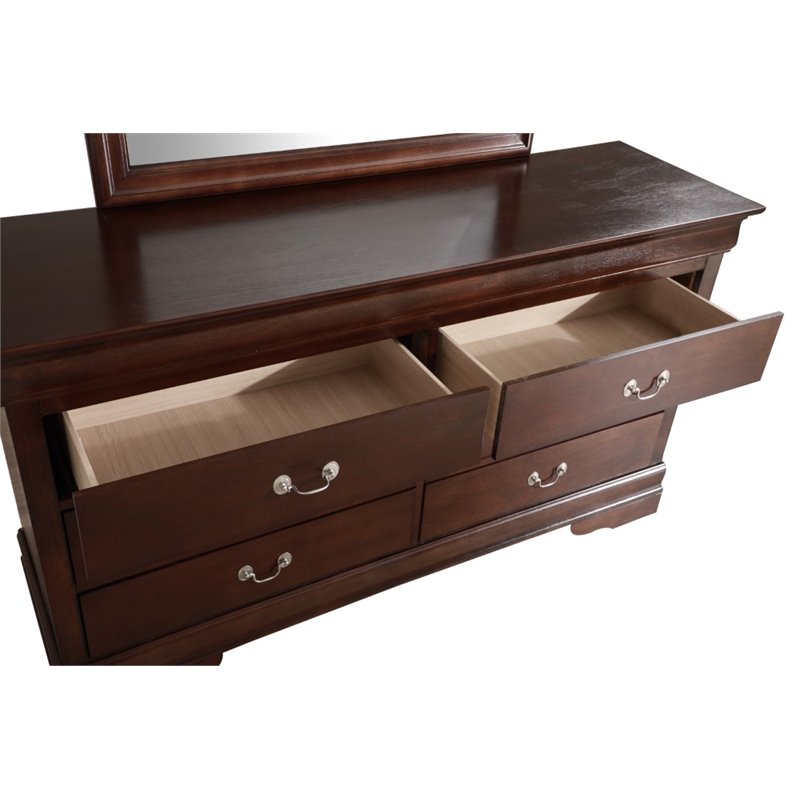 Pemberly Row Engineered Wood Traditional 6 Drawer Dresser in Cappuccino