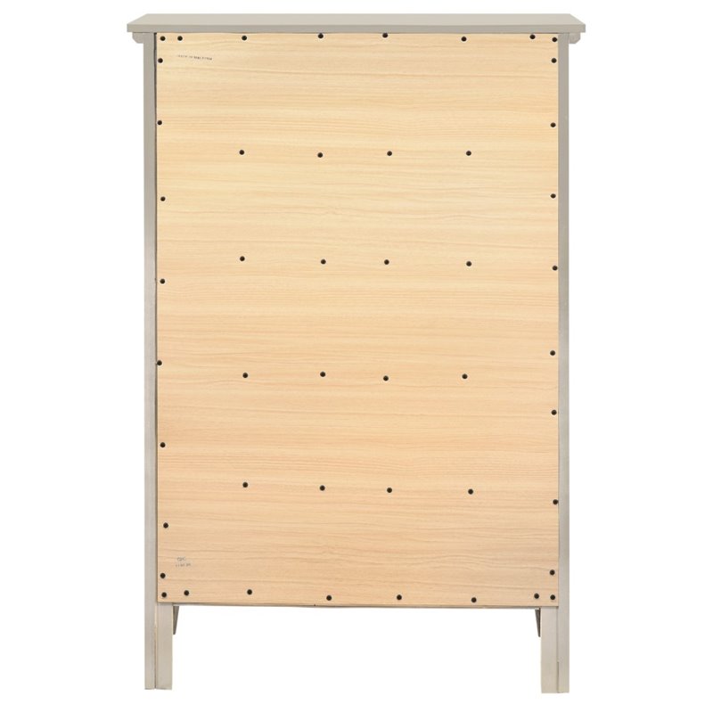 Pemberly Row Contemporary Wood Veneer 5-Drawer Chest in Silver Champagne