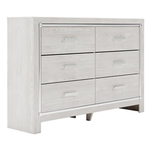 Pemberly Row Wooden Modern / Contemporary 6-Drawer Dresser in White