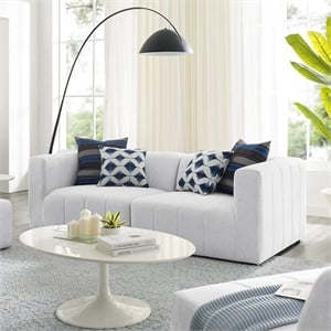 Pemberly Row Contemporary 2-Piece Upholstered Fabric Loveseat in Ivory