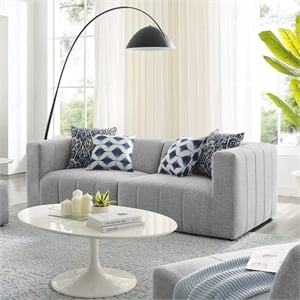 Pemberly Row 2-Piece Upholstered Fabric Loveseat in Light Gray