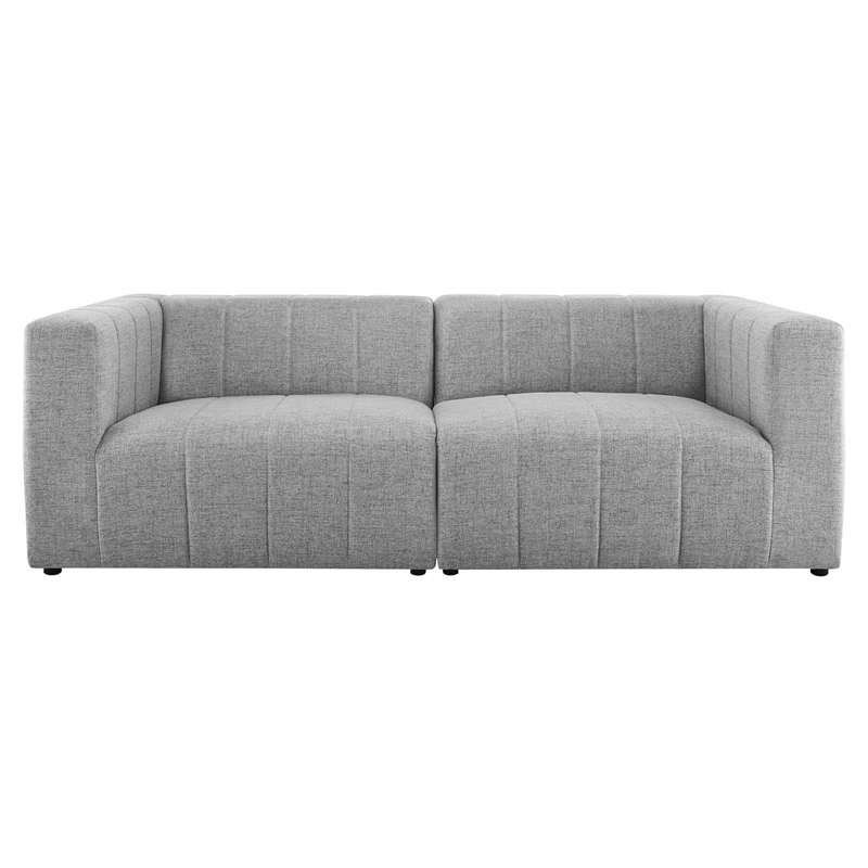 Pemberly Row 2-Piece Upholstered Fabric Loveseat in Light Gray