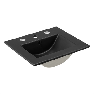 Pemberly Row Modern 18&quot Bathroom Sink in Black With Rectangular Basin