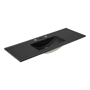 Pemberly Row Modern 48&quot Bathroom Sink in Black With Rectangular Basin