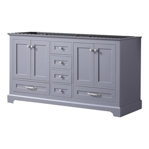 Pemberly Row Wooden Contemporary 60&quot Vanity Cabinet in Dark Gray