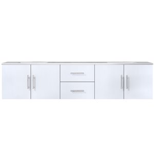 Pemberly Row Contemporary 80&quot Marble Top Double Vanity in Glossy White