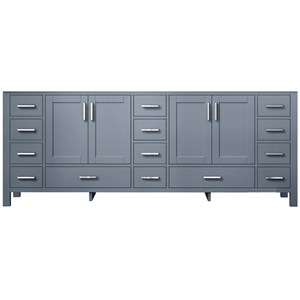 Pemberly Row Wooden Contemporary 84&quot Vanity Cabinet in Dark Gray